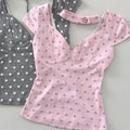 Dialune Polka Dot V-Neck Tee — Kawaii Bodycon Fit That Makes Every Sidewalk Your Runway