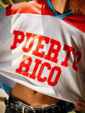 Dialune Puerto Rico Print Crop Jersey — Y2K V-Neck Streetwear That Wears Your Roots with Pride