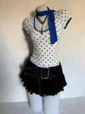 Dialune Polka Dot V-Neck Tee — Kawaii Bodycon Fit That Makes Every Sidewalk Your Runway