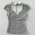Dialune Polka Dot V-Neck Tee — Kawaii Bodycon Fit That Makes Every Sidewalk Your Runway