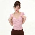 Dialune Polka Dot V-Neck Tee — Kawaii Bodycon Fit That Makes Every Sidewalk Your Runway