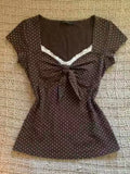 Dialune Polka Dot V-Neck Tee — Kawaii Bodycon Fit That Makes Every Sidewalk Your Runway